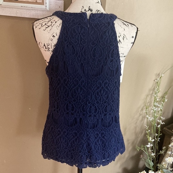 Pinky size large navy blue women’s sleeveless tank top lace - Picture 6 of 9